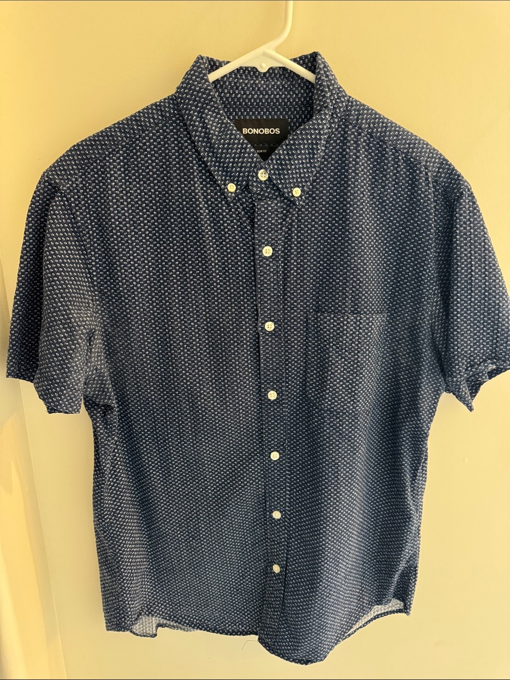 Bonobos Navy Short-Sleeve Button-Down with Micro Dot Print